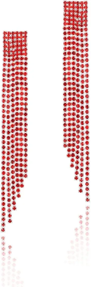 Rhinestone Long Tassel Dangle Earrings for Women.Crystal Chandelier Drop Earrings Dangling Chain Statement Earring Fashion Jewelry Gifts for Women