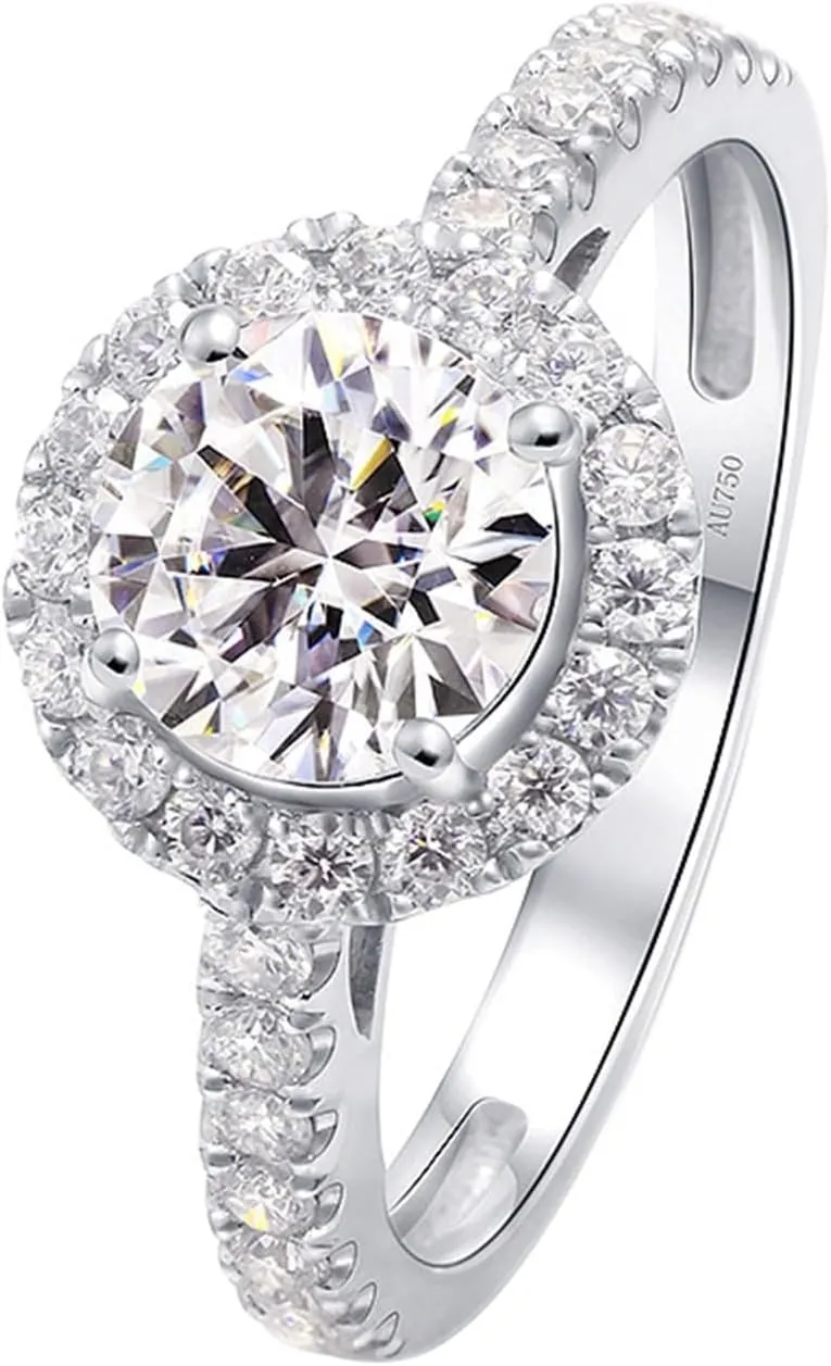 Ring Women, 18Kt Gold Ring Moissanite Stackable Knuckle for Women bff Auntie Engagement Jewelry