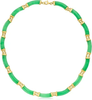 Ross-Simons Curved Jade Necklace in 18kt Gold Over Sterling. 20 inches