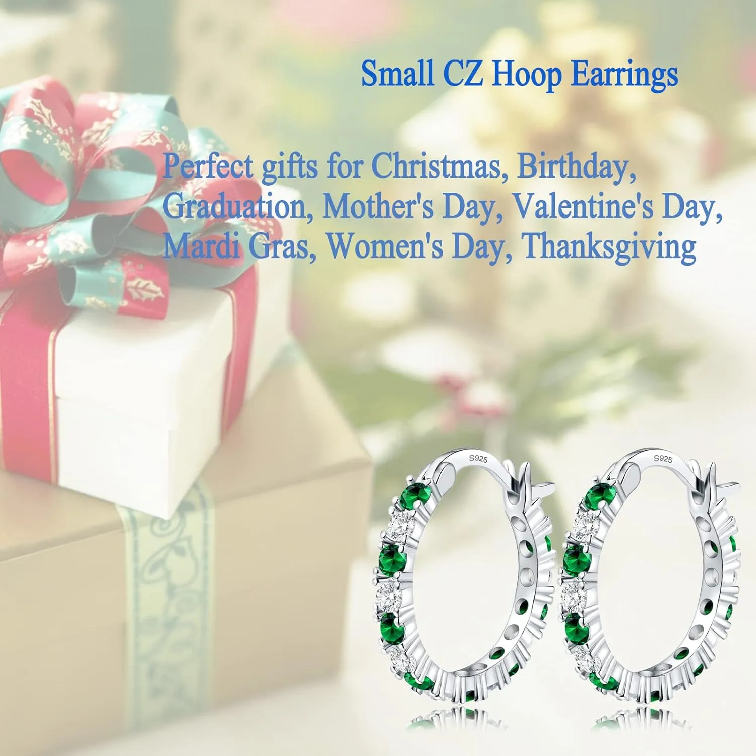 S925 Sterling Silver Earrings Hoop and Stud Sets for Women Trendy 14K White Gold Plated Hypoallergenic Cubic Zirconia Hoops Cute Lightweight Earrings Jewelry Birthday Gifts for Mom Girls