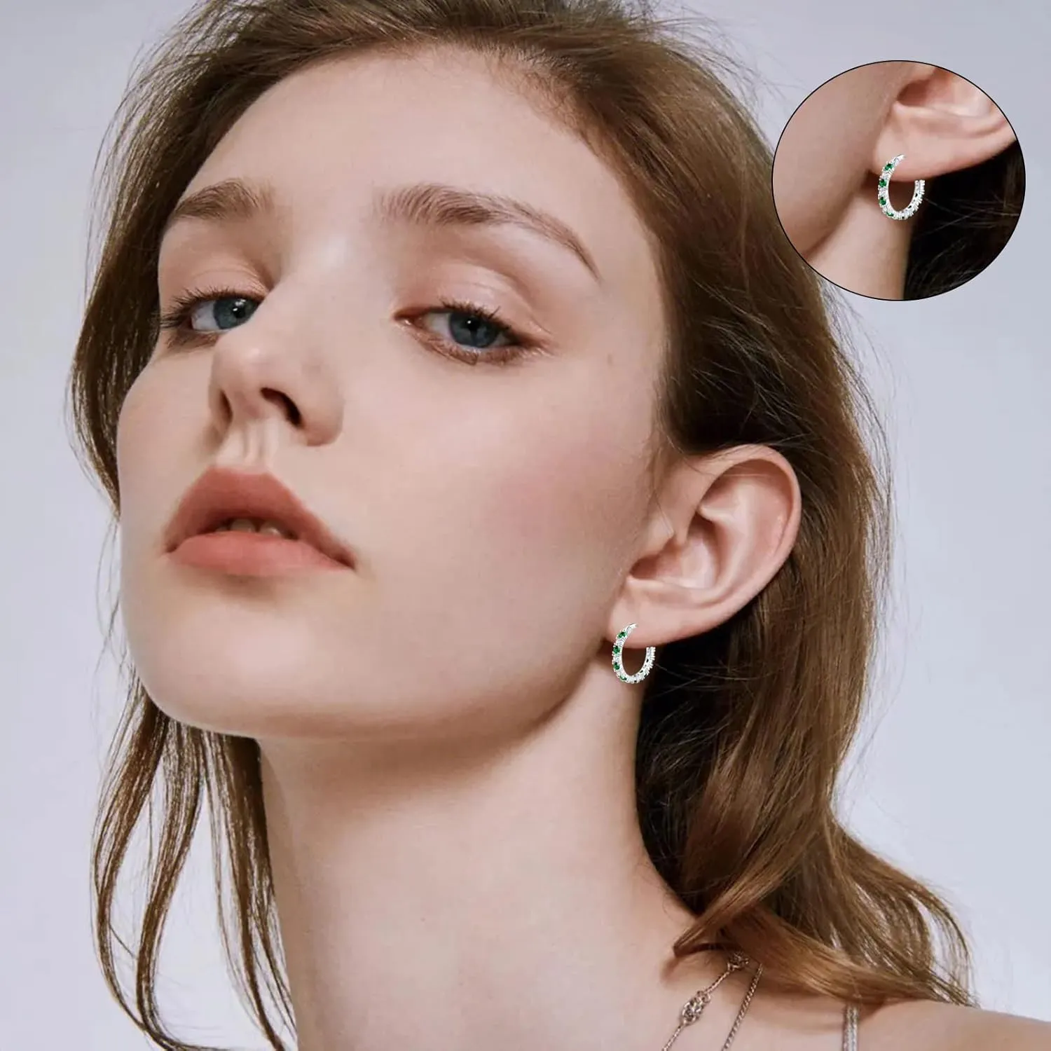 S925 Sterling Silver Earrings Hoop and Stud Sets for Women Trendy 14K White Gold Plated Hypoallergenic Cubic Zirconia Hoops Cute Lightweight Earrings Jewelry Birthday Gifts for Mom Girls