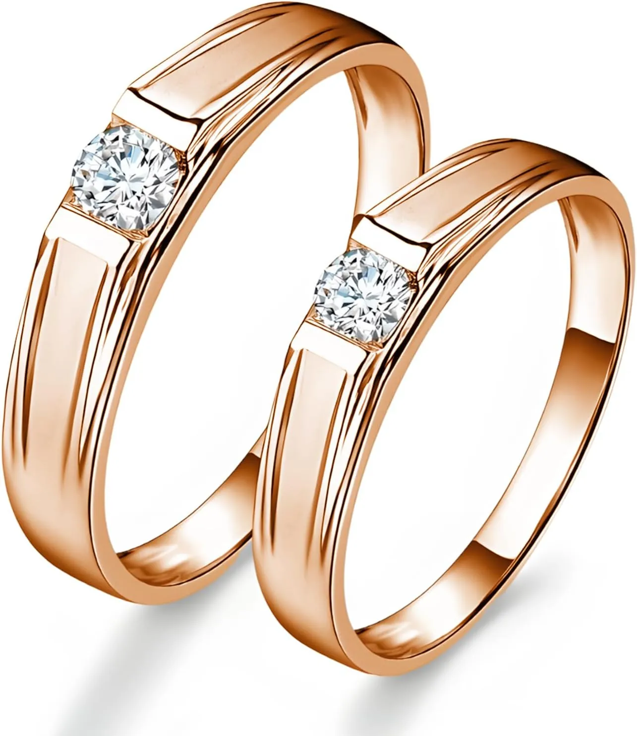 S925/10K/14K/18K Gold Couple Ring Sets, 2pcs Moissanite Wedding Rings Set for Men and Women, Customized His and Hers Matching Promise Bands for Anniversary Engagement Valentine's Day