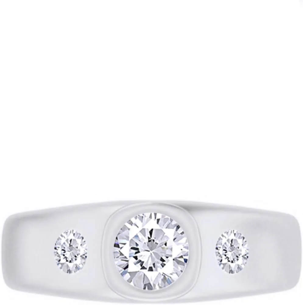 SAVEARTH DIAMONDS Men's Wedding Rings | Moissanite Diamond Men's Ring Solitaire 3-Stone Men Engagement Anniversary Wedding Rings Jewelry For Him 14k Gold Over Sterling Silver Promise Rings