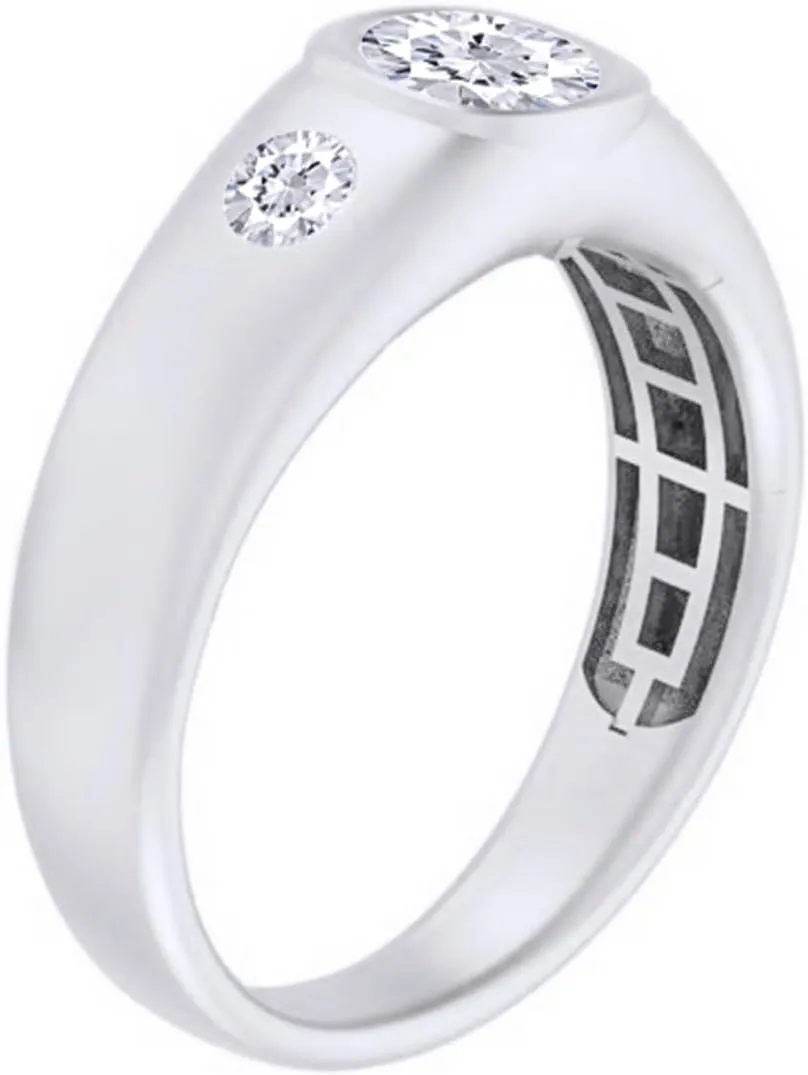 SAVEARTH DIAMONDS Men's Wedding Rings | Moissanite Diamond Men's Ring Solitaire 3-Stone Men Engagement Anniversary Wedding Rings Jewelry For Him 14k Gold Over Sterling Silver Promise Rings