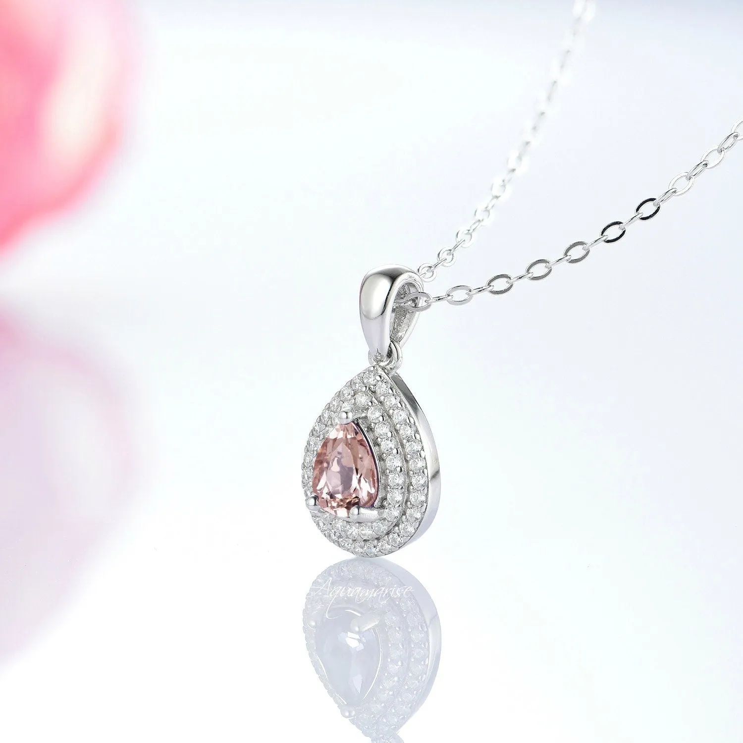 Scarlett Morganite Necklace- Sterling Silver