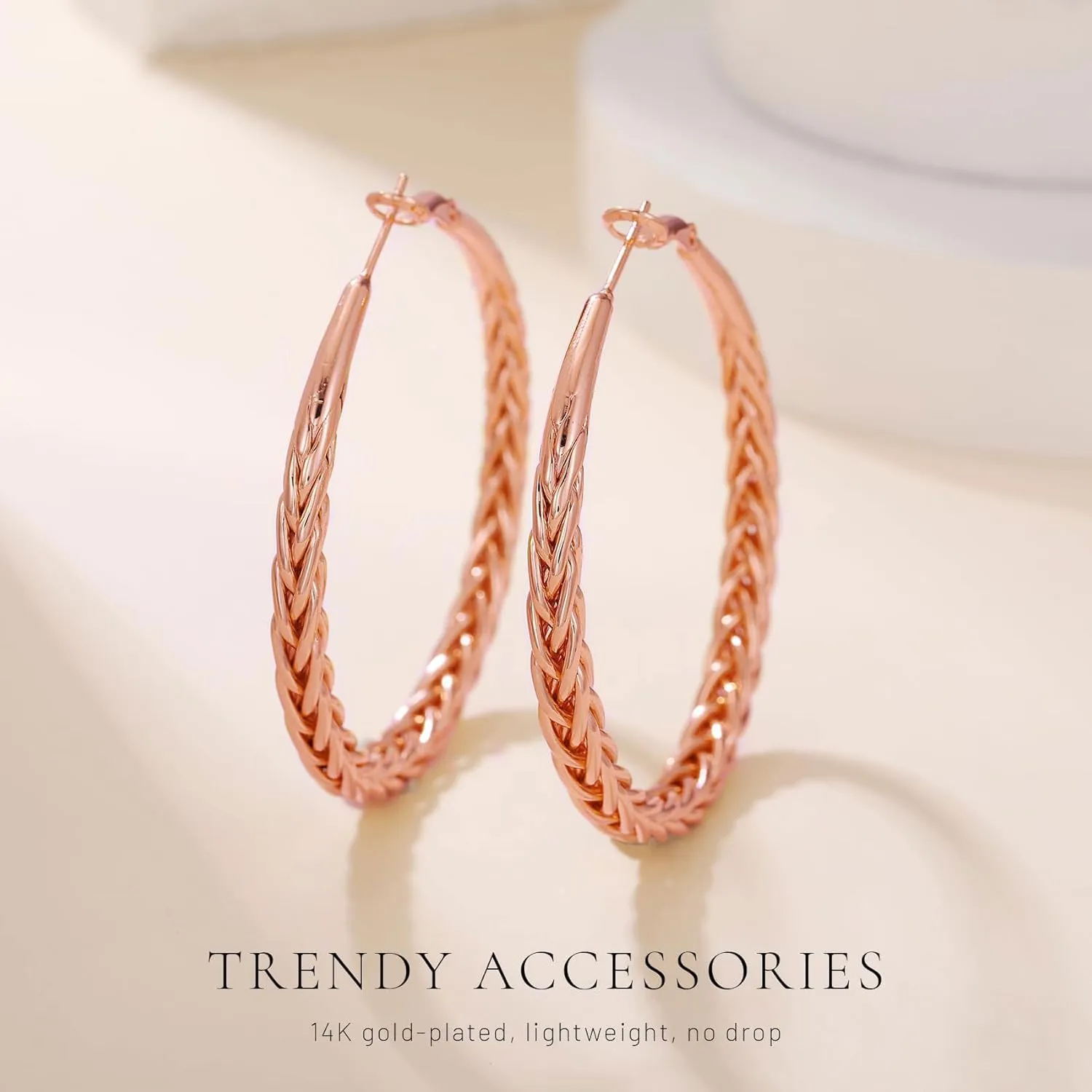 Senteria Silver Hoop Earrings for Women Hypoallergenic 925 Sterling Silver Post Hoop Earrings Lightweight Large Hoops Earring Thick Twisted Silver Hoops 30/40/50MM