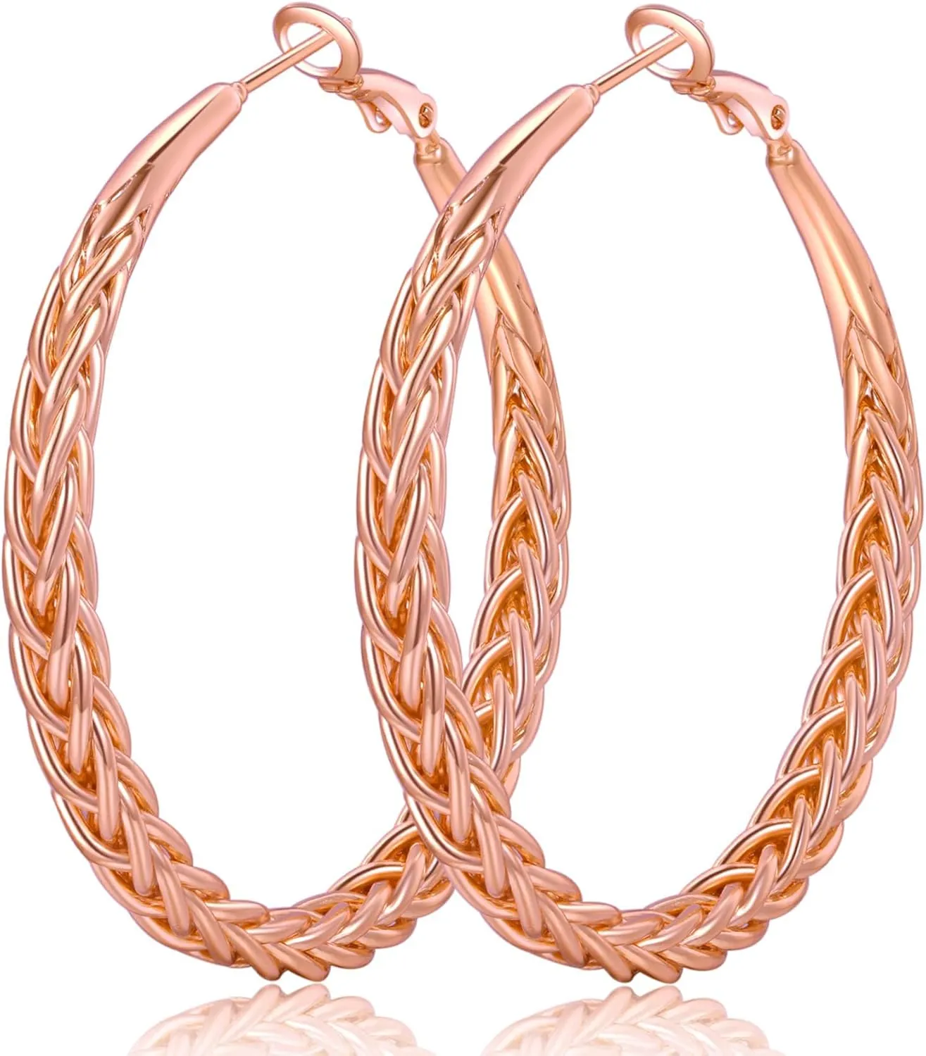 Senteria Silver Hoop Earrings for Women Hypoallergenic 925 Sterling Silver Post Hoop Earrings Lightweight Large Hoops Earring Thick Twisted Silver Hoops 30/40/50MM