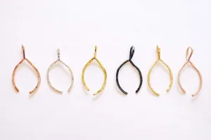 Shiny Vermeil Gold Thin Hammered Wishbone Charm- 18k gold plated over Sterling Silver Wishbone, Vermeil Gold Wishbone Pendant Charm, 217