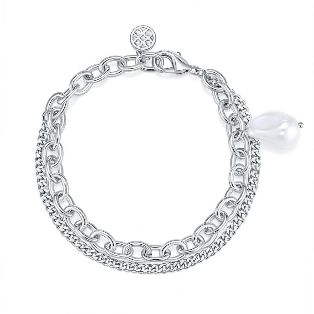 Signature Double Chain Necklace (White)