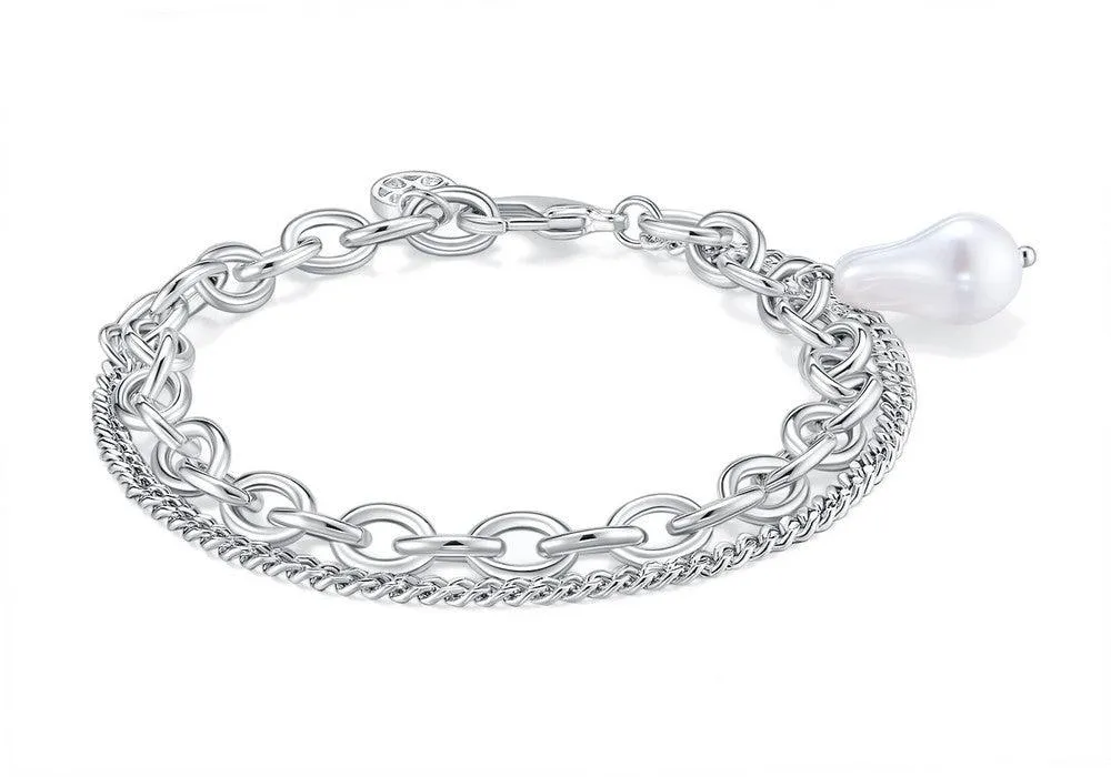 Signature Double Chain Necklace (White)