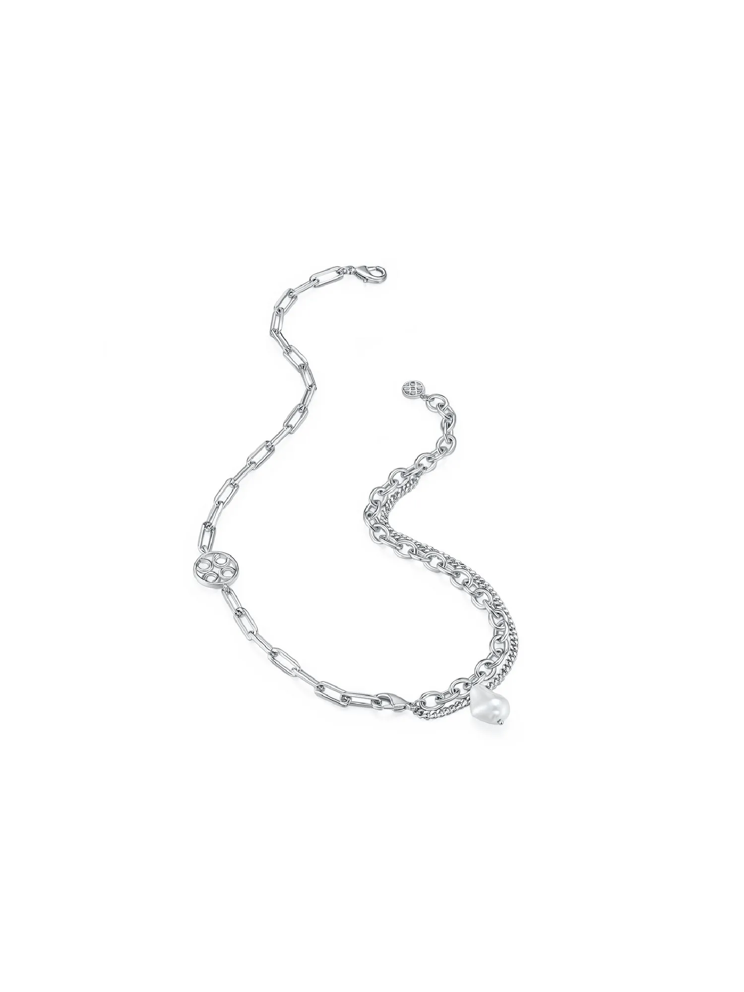 Signature Double Chain Necklace (White)