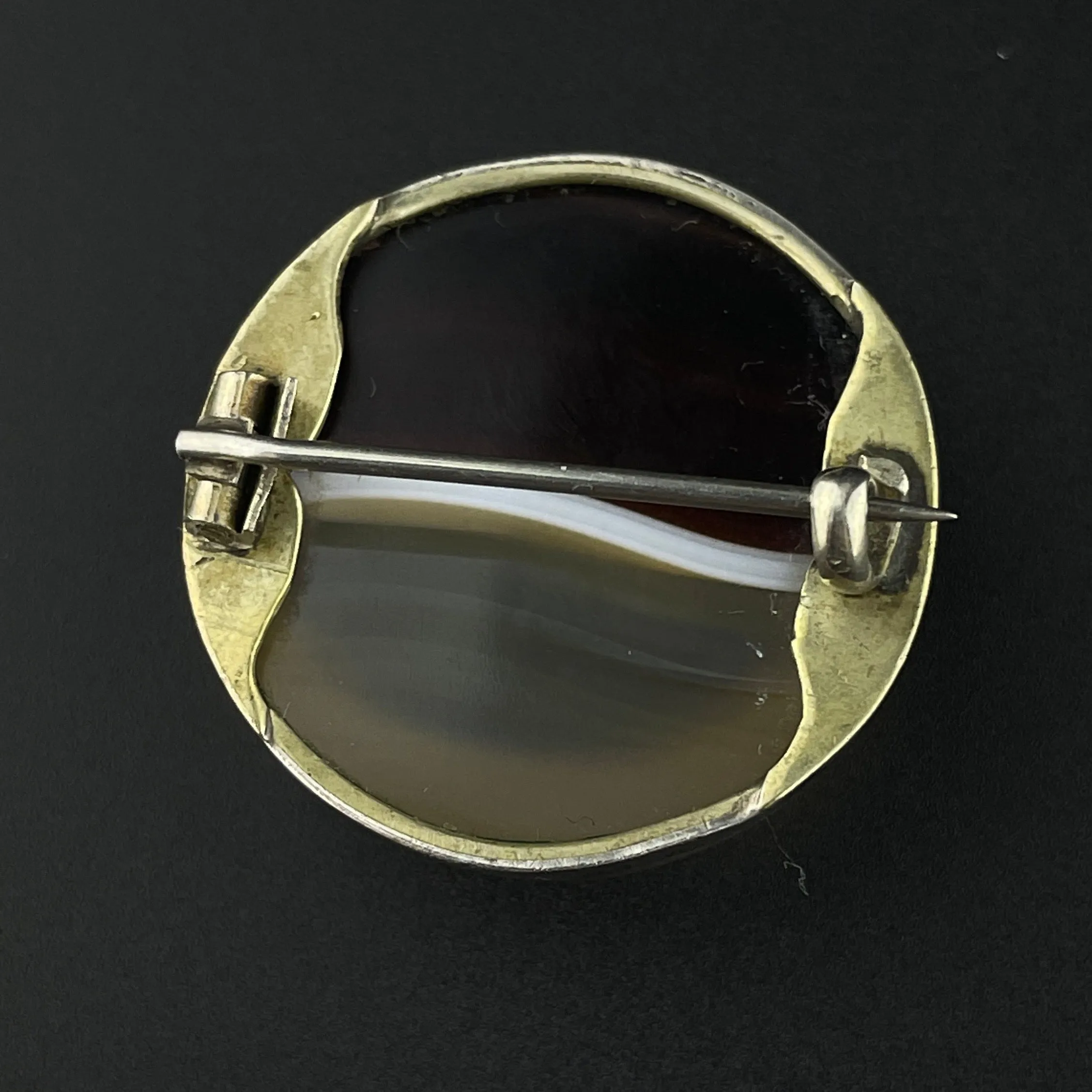 Silver Scottish Banded Agate Brooch Pendant
