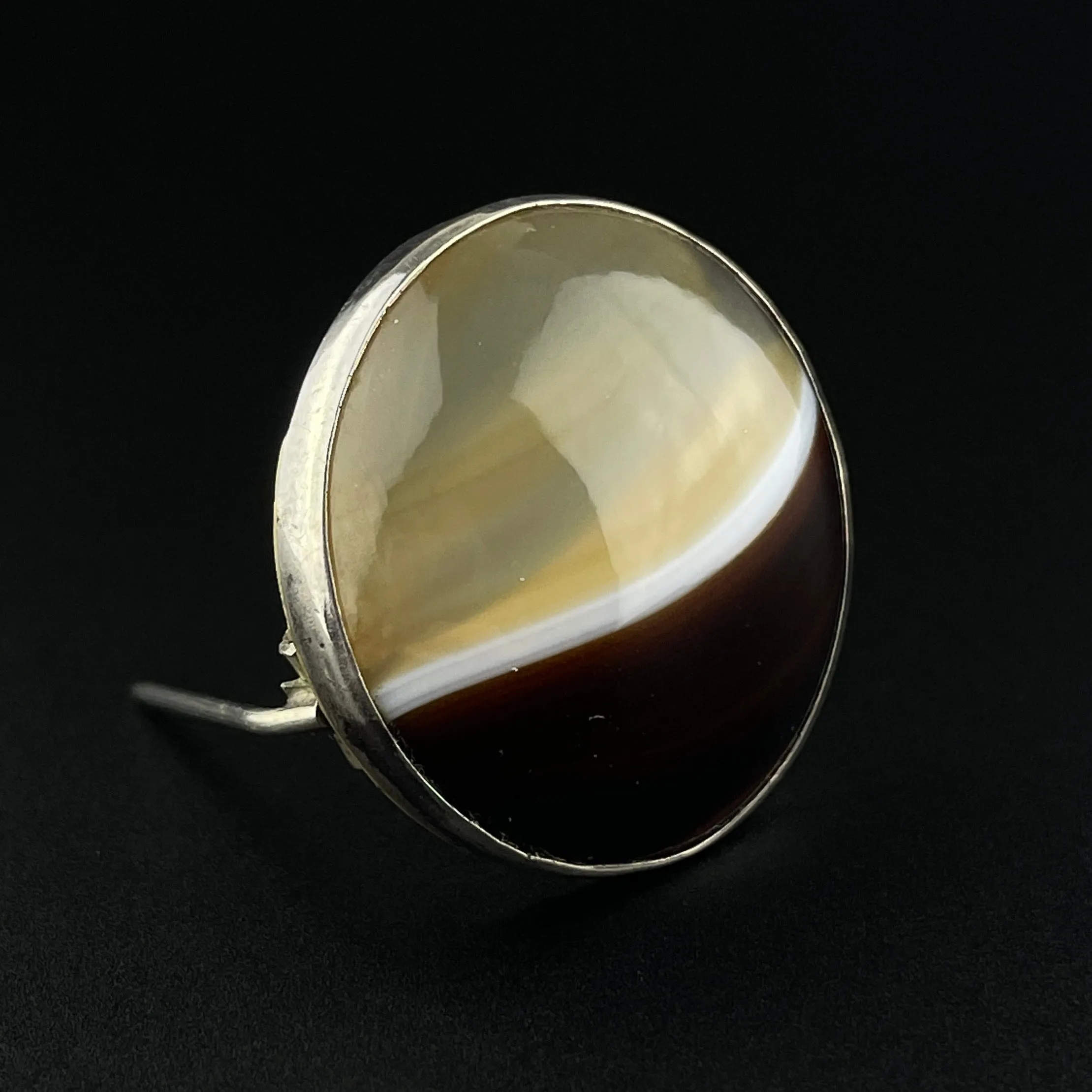 Silver Scottish Banded Agate Brooch Pendant