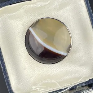 Silver Scottish Banded Agate Brooch Pendant