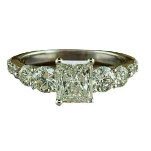 SilverDia 2 Ct Radiant Cut Solitaire Diamond Prong Set Wedding Engagement Ring For Women 14K White Gold Plated 925 Sterling Silver Handmade Customized Stacking Gorgeous Gift For Her