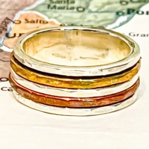 Simple Sterling & Mixed Metal Meditation Ring - India