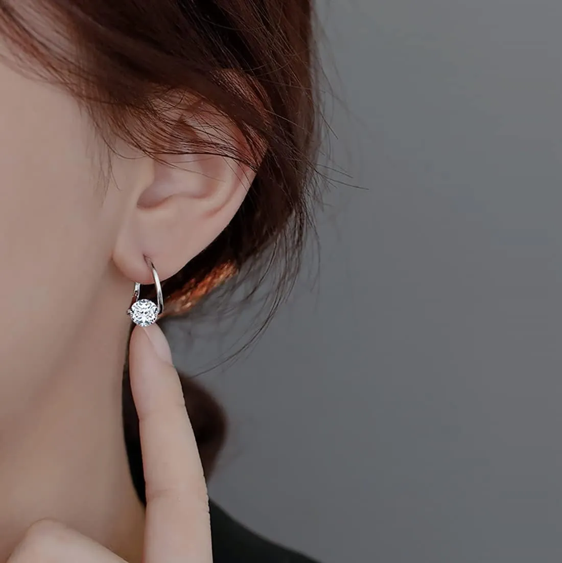 SLUYNZ Solid 925 Sterling Silver Shiny CZ Hoop Earrings for Women Teens 1.6CM Hoop Earrings Unique Oval Hoop Earrings Huggie