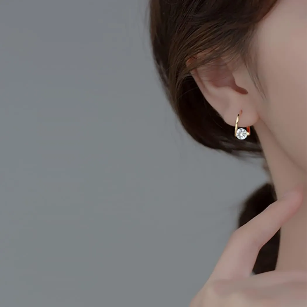 SLUYNZ Solid 925 Sterling Silver Shiny CZ Hoop Earrings for Women Teens 1.6CM Hoop Earrings Unique Oval Hoop Earrings Huggie