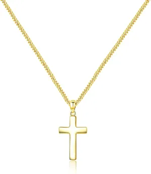 Small Cross Necklace for Men Women 925 Sterling Silver Cross Pendant Chain 22 Inch