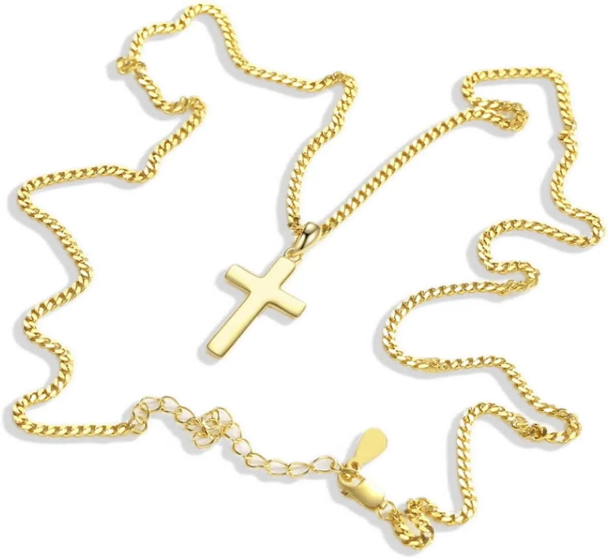 Small Cross Necklace for Men Women 925 Sterling Silver Cross Pendant Chain 22 Inch
