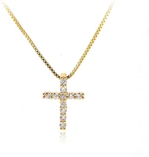 Small Cross Necklaces for Women Simulated Diamond Cross Pendant Dainty Necklace Cubic Zirconia Cross Necklace Silver