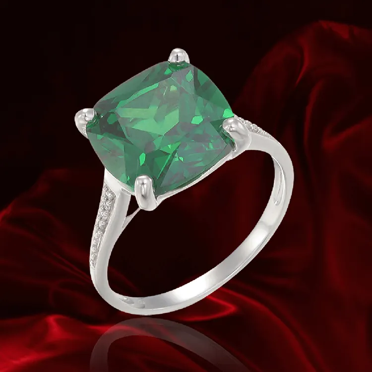 Sparkling Green Emerald Cut Cocktail Ring