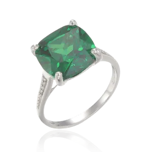 Sparkling Green Emerald Cut Cocktail Ring