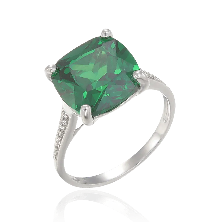 Sparkling Green Emerald Cut Cocktail Ring