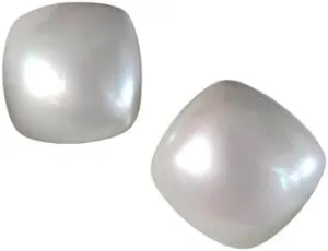 Square Off White Pearl Stud Earring for Women Imitation Pearl, Small