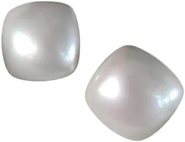 Square Off White Pearl Stud Earring for Women Imitation Pearl, Small