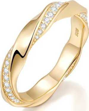 Stackable Eternity Band Rings for Women Wedding, Engagement, Promise, Anniversary | Premium Moissanite D Color VVS1 Clarity 3EX Cut | S925 Sterling Silver 18K Gold Plated Non Tarnish