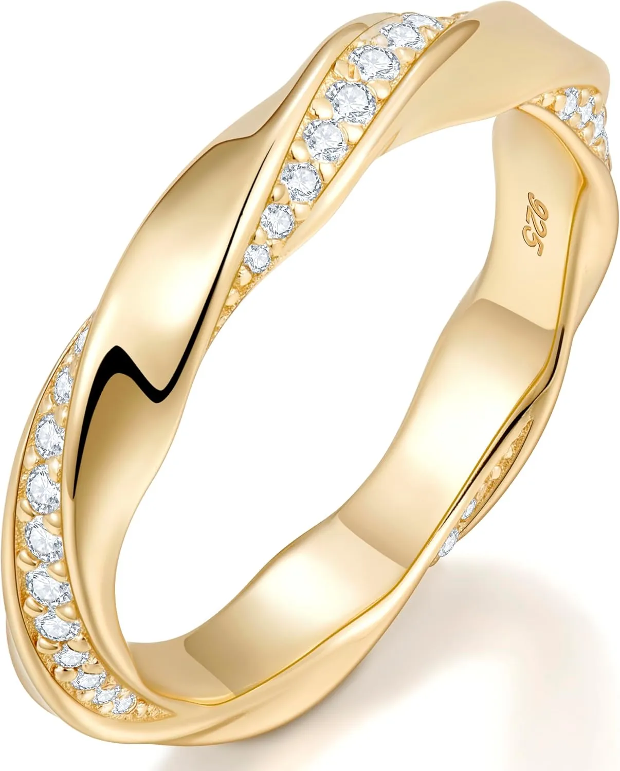Stackable Eternity Band Rings for Women Wedding, Engagement, Promise, Anniversary | Premium Moissanite D Color VVS1 Clarity 3EX Cut | S925 Sterling Silver 18K Gold Plated Non Tarnish