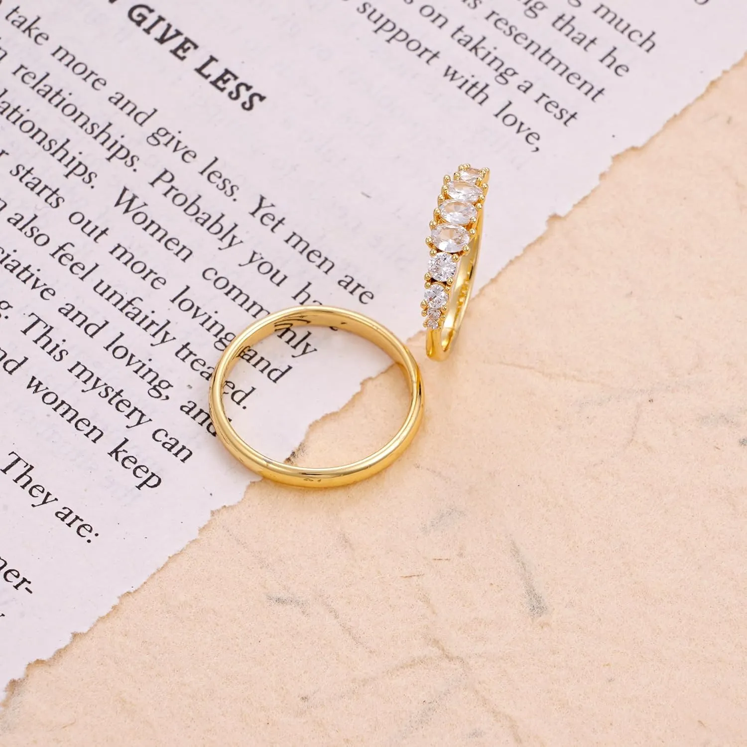 Stackable Rings Gold for Women Non Tarnish Trendy 18K Gold Plated Cubic Zirconia Stacking Ring Gold Jewelry Gifts Size 6/7/8/9/10