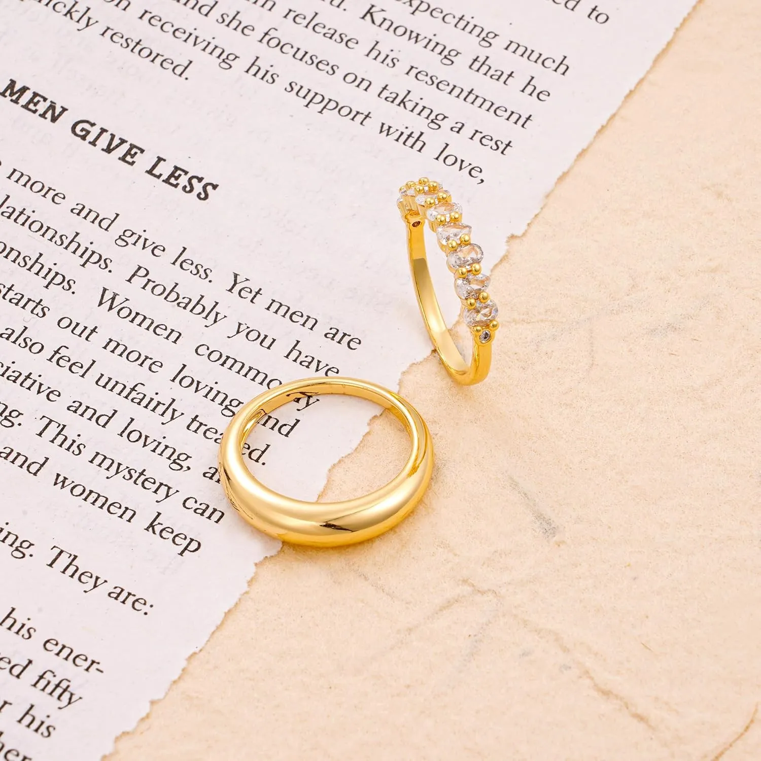 Stackable Rings Gold for Women Non Tarnish Trendy 18K Gold Plated Cubic Zirconia Stacking Ring Gold Jewelry Gifts Size 6/7/8/9/10