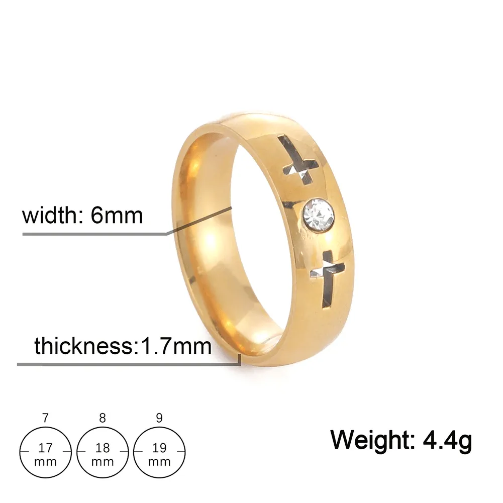 Stainless Steel Christian Ring with Hollow Cross
