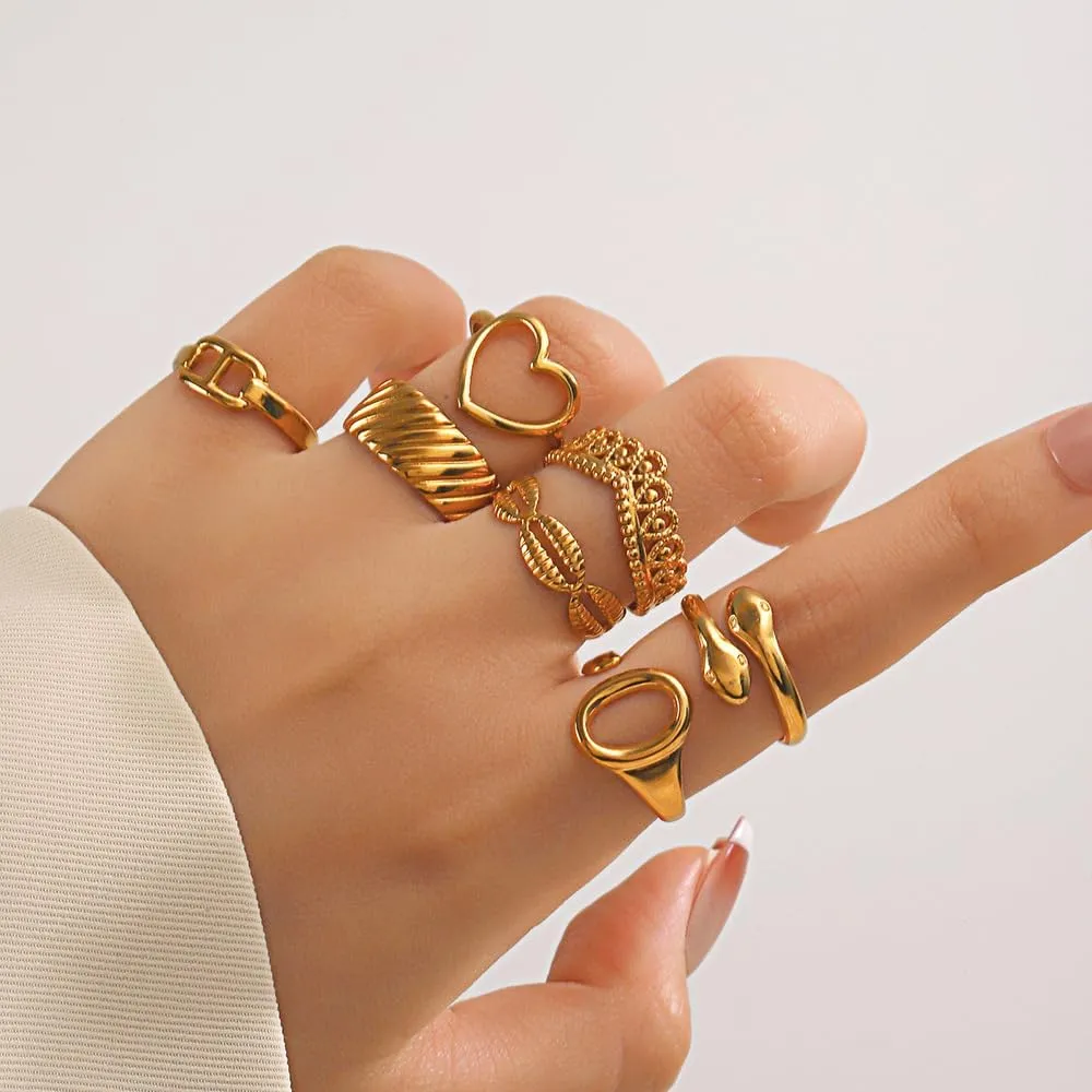 Starfish Ring Gold Seashell Ring Adjustable Chunky Gold Rings That Don't Tarnish Beach Rings for Women Gold Chunky Rings Silver Statement Rings Gold Silver Rings for Women Ocean Ring