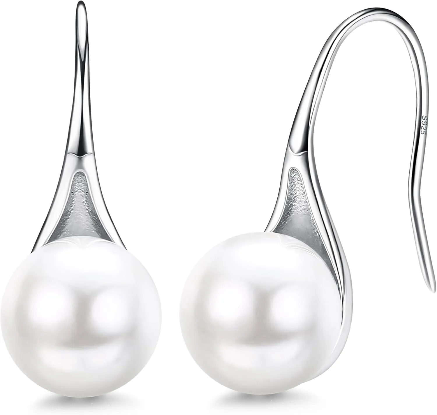 Sterling Silver Pearl Earrings Brides Bridesmaids Wedding Birthday Prom EarringsElegant Pearl Jewelry Gifts