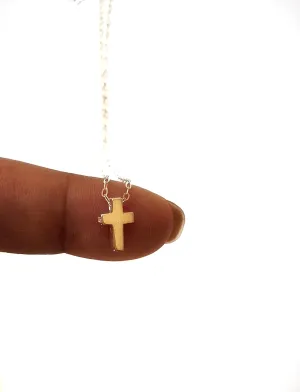 Sterling Silver Small Cross Necklace, Bead Cross Necklace, sterling silver cross necklaces for women, Length 16" 2" extender
