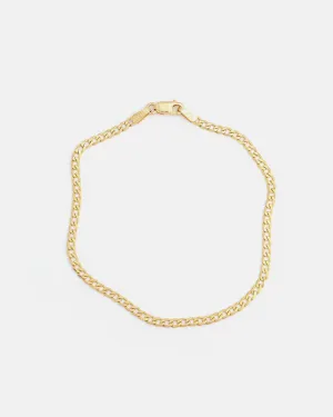 Thin Curb Bracelet in Yellow Gold