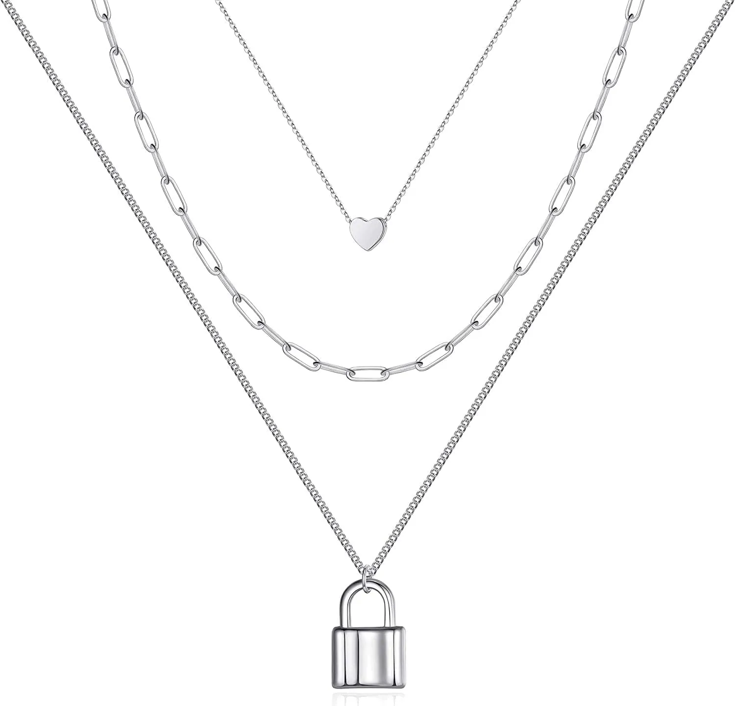 TianBo Layered Necklace Dainty Disc Chokers Necklace 14K Gold Plated Y Pendant Multilayer Bar Adjustable Layering Necklace for Women