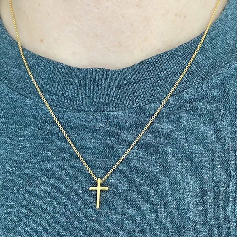 Tiny Gold Cross Pendant Necklace,Evil Eye Hamsa Necklace,Dainty Simple Minimalist Cross Necklaces for Women