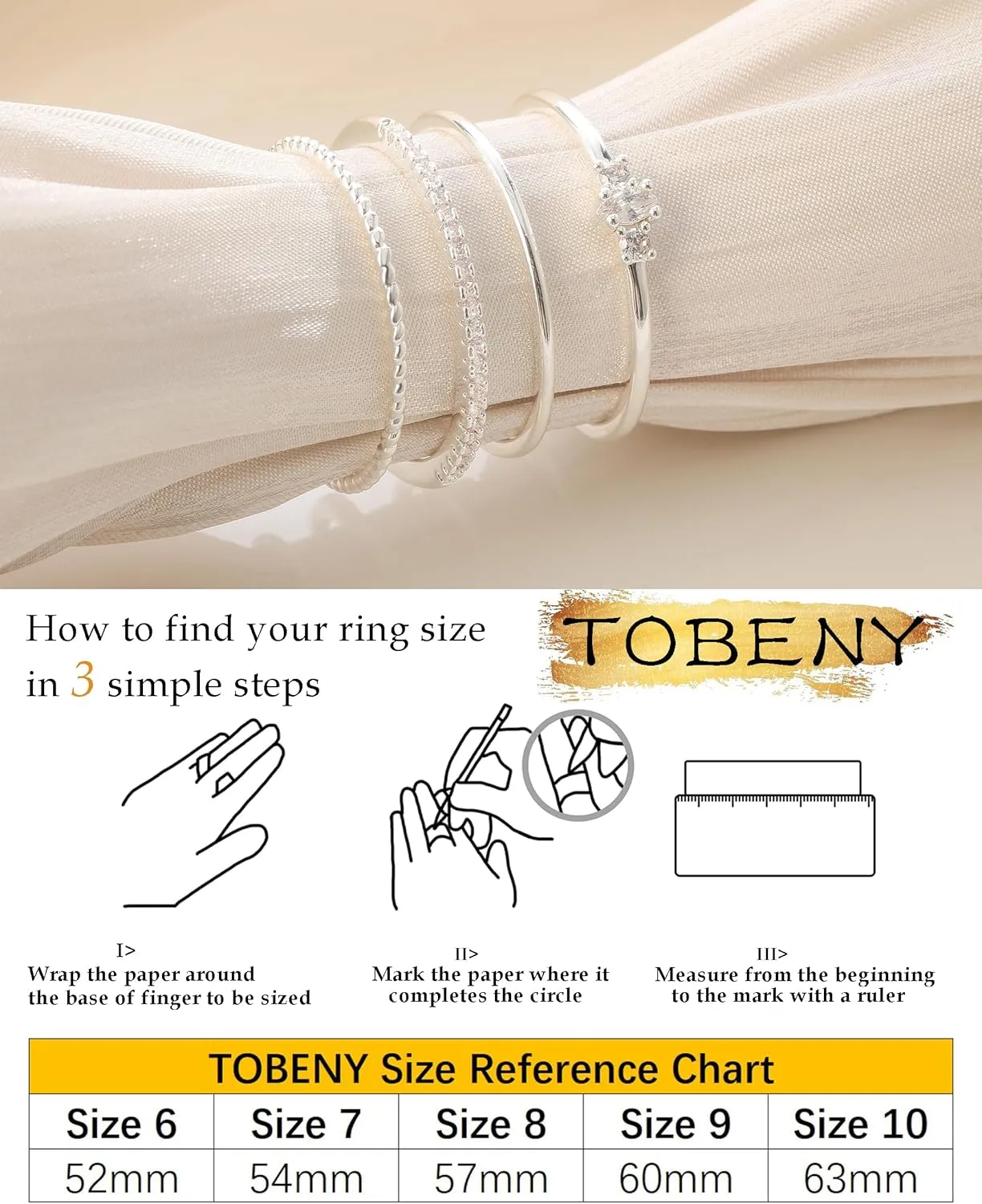TOBENY Stackable Silver Gold Rings for Women Non Tarnish 14K Gold Plated Cubic Zirconia Ring Set Trendy Dainty Engagement Wedding Bands Thumb Rings Stacking Promise Statement Rings Jewelry Size 6-10