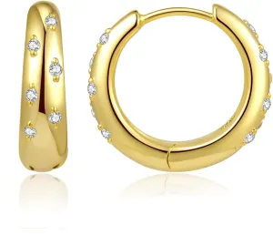 ToHeart Simple Cubic Zirconia Stud Earrings for Womens Lightweight 14K Gold Huggie Earrings Christmas Gifts