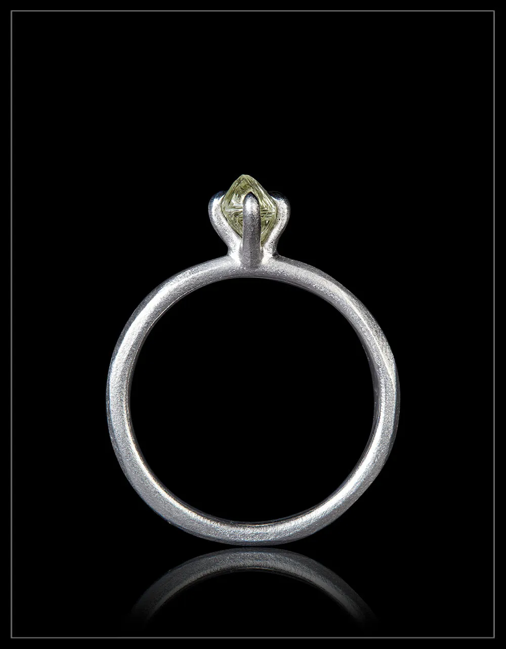 Uncut Octahedron Diamond in White Gold Ring – 0.69 ct.