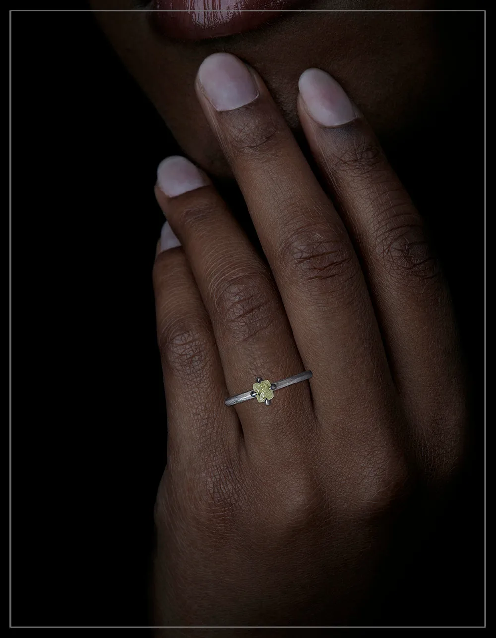 Uncut Octahedron Diamond in White Gold Ring – 0.69 ct.