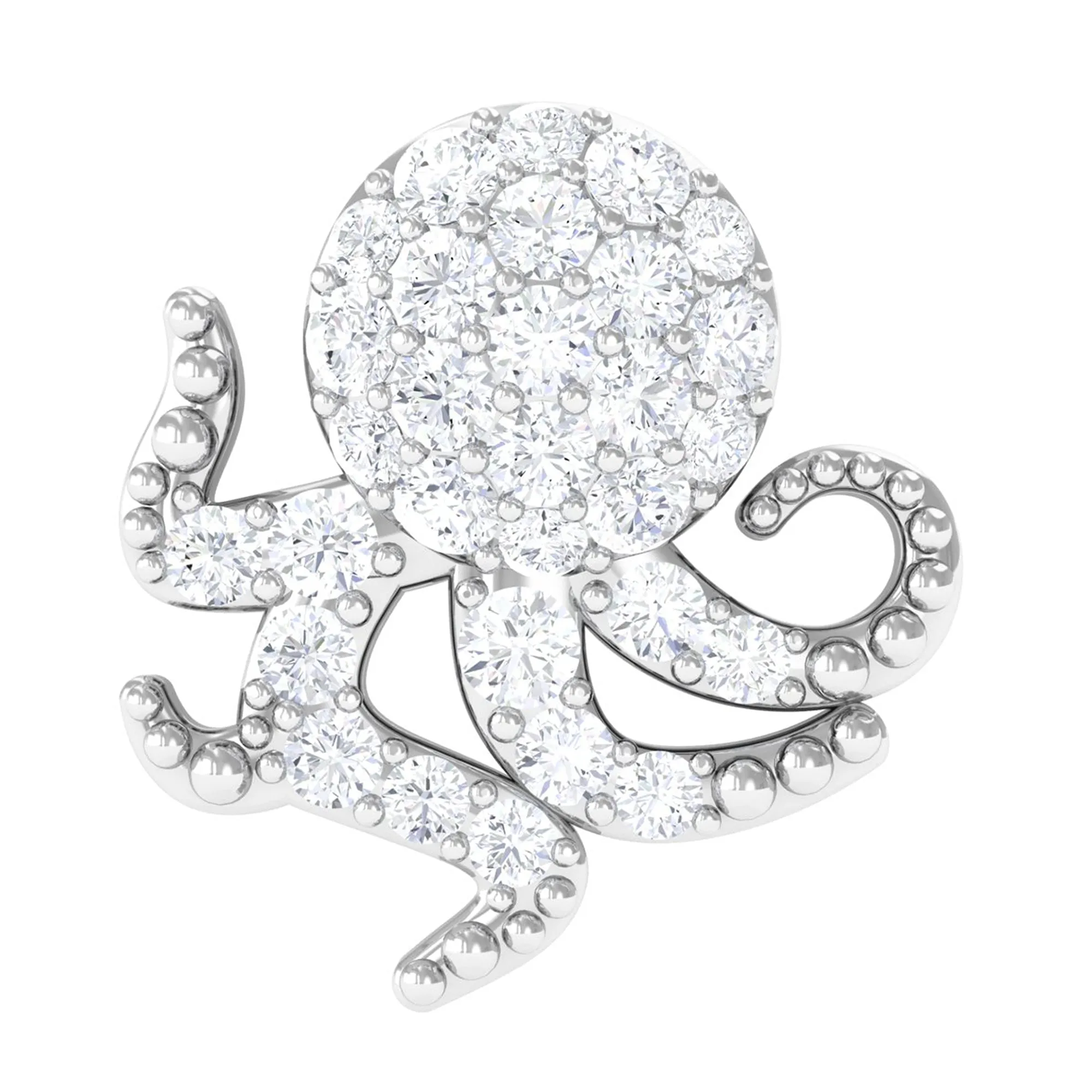Unique Diamond Octopus Earring with Flat Back