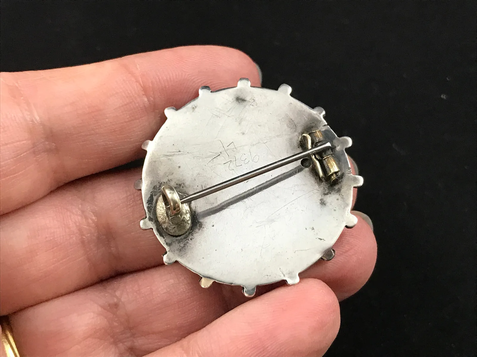 Victorian silver Aesthetic Movement brooch engraved with a bird in bamboo