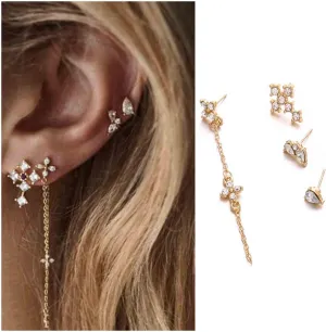 Vintage Crystal Cross Earrings long Tassel Chain Dangle Earrings Rhinestone Teardrop Stud Earrings Gold Cross Chain Drop Earrings Jewelry for Women