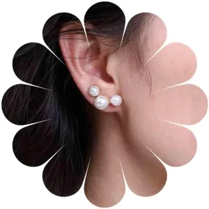 Vintage Pearl Climber Earrings Gold Pearl Stud Earrings Pearl Ear Crawler Earrings Minimalist Tiny Pearl Earrings Wedding Pear Earrings Jewelry for Women