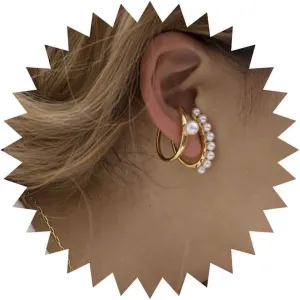 Vintage Pearl Ear Cuff Earrings Gold Pearl Cuff Wrap Earrings Wedding Pearl Earrings Pearl Crawler Cuff Earrings Pearl Cartilage Cuff Earrings Jewelry for Women